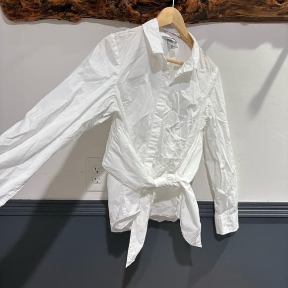 H&M White Button Down Shirt with Tie belt - Picture 8 of 10